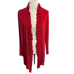 - - - Chico traveler stretchy red open cardigan kimono in Chico’s size 2